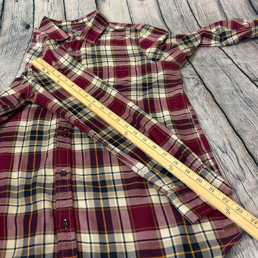 Roots Red Cream Navy Plaid Women’s Flannel Shirt 100% Cotton Cabincore Sz Medium - Picture 12 of 12